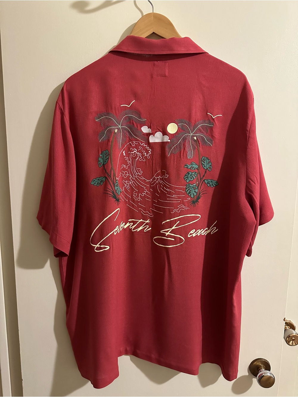 Zara “Seventh Beach” Embroidered Camp Collar Shirt XL